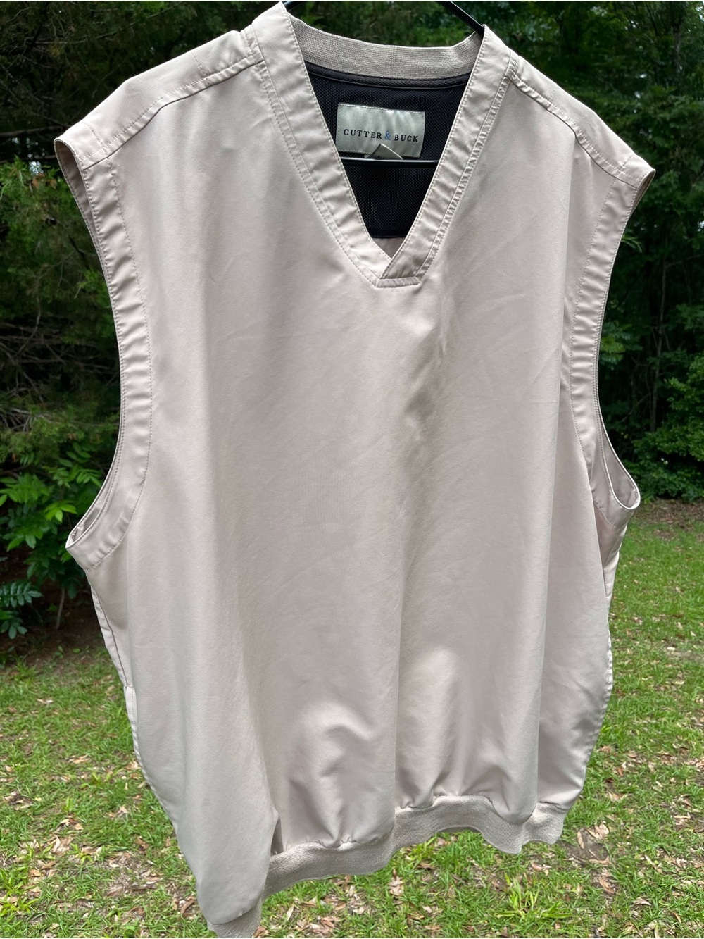Cutter & Buck Men's Sleeveless V-Neck Golf Vest — Light Beige